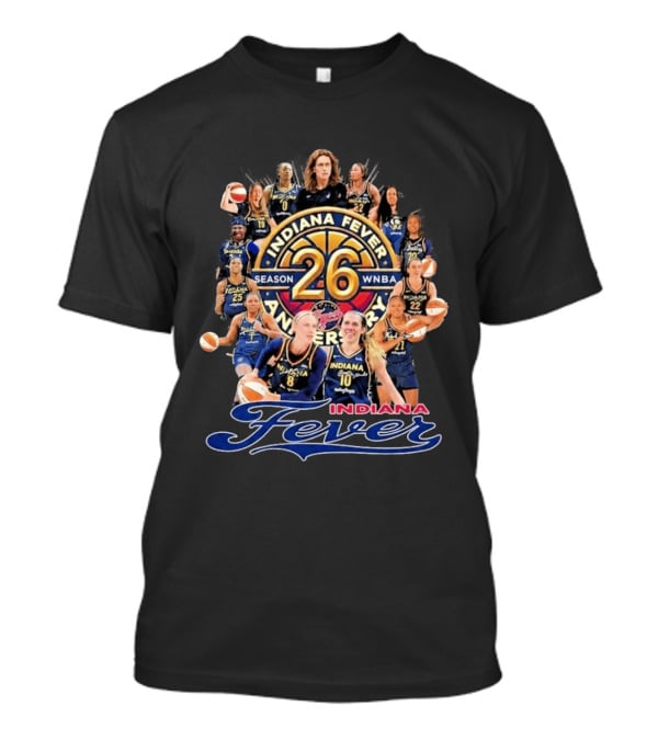 Indiana Fever 26 Season WNBA Anniversary Team Roster T-Shirt