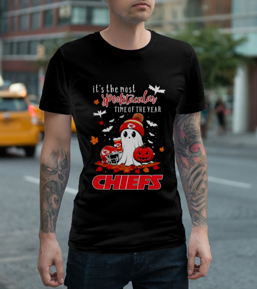 Kansas City Chiefs Halloween Ghost It's The Most Spooktacular Time Of The Year 2026 T-Shirt
