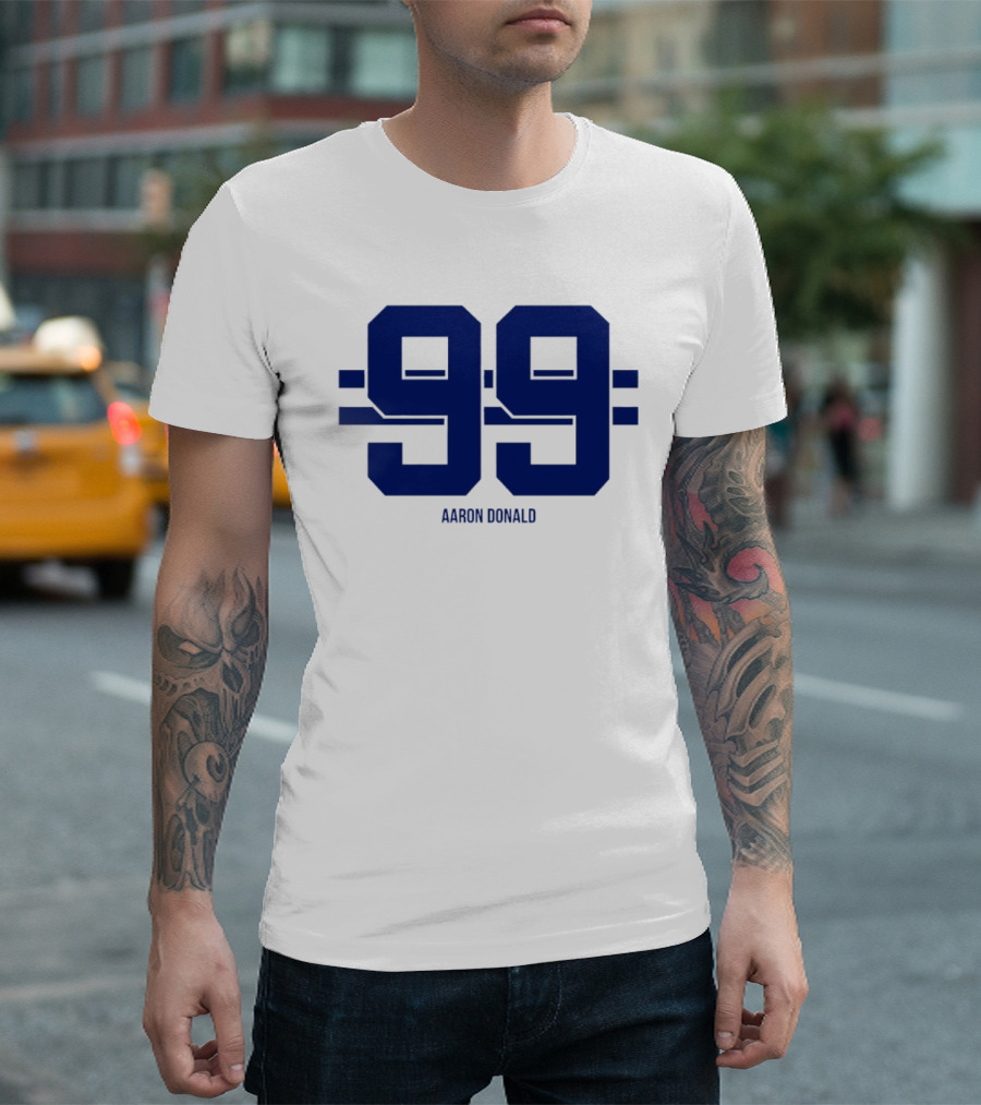 Aaron Donald 99 Los Angeles Rams Stripe Number T-Shirt