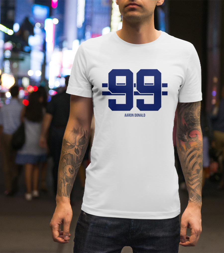 Aaron Donald 99 Los Angeles Rams Stripe Number T-Shirt
