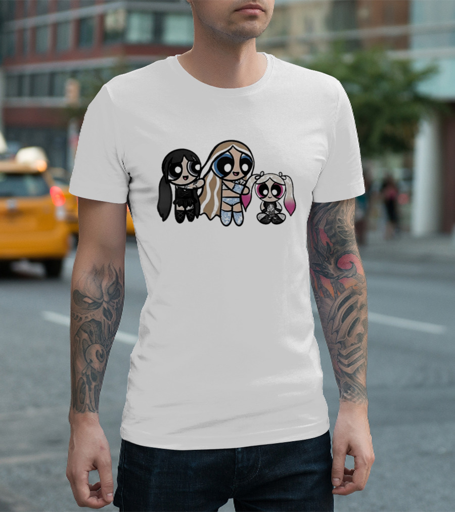 Powerpuff Charlexley Trio In Unique Cartoon T-Shirt