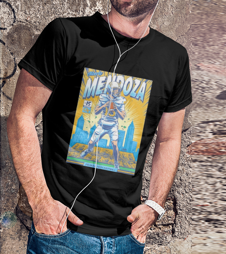 Alberto Mendoza Georgia Tech Football No 15 Yellow Jackets T-Shirt