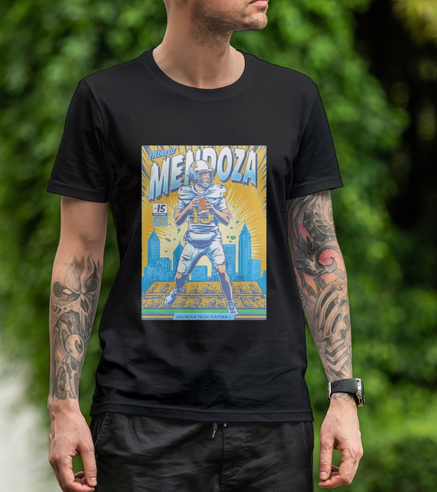 Alberto Mendoza Georgia Tech Football No 15 Yellow Jackets T-Shirt