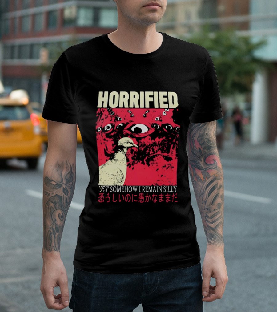 Horrified Pigeon Yet Somehow I Remain Silly Japanese T-Shirt