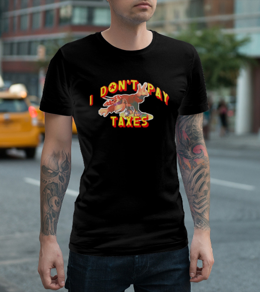 I Don't Pay Taxes Cool Monkey With Peace Sign T-Shirt