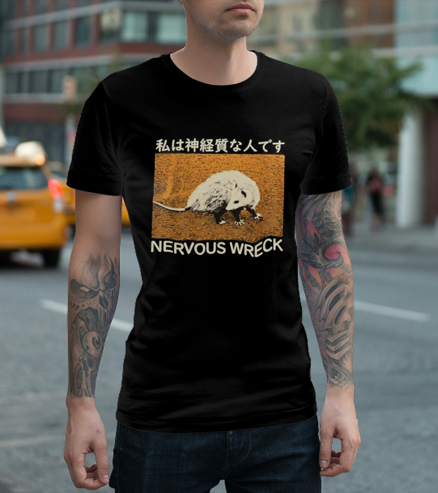 Opossum Nervous Wreck Vintage Style Wildlife Humor T-Shirt
