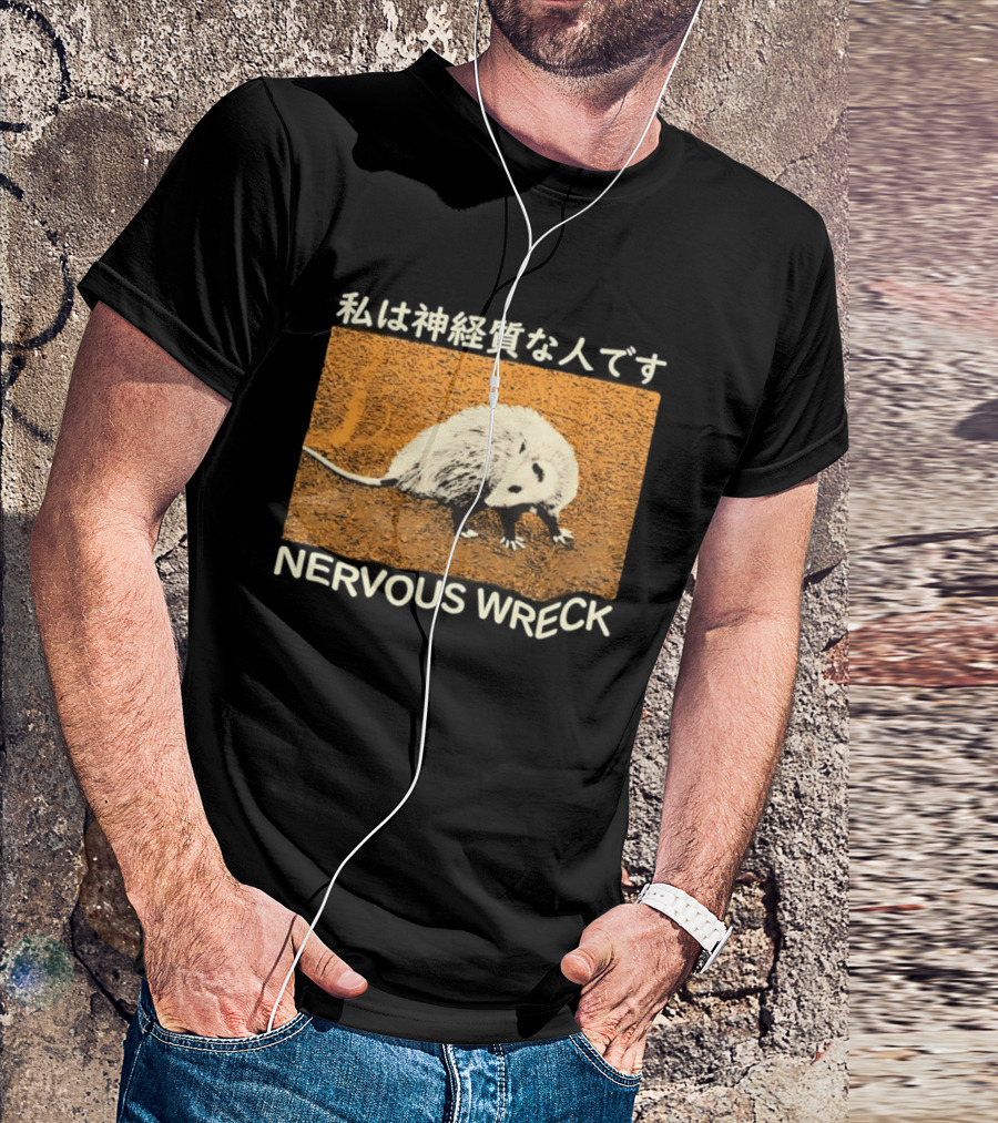 Opossum Nervous Wreck Vintage Style Wildlife Humor T-Shirt
