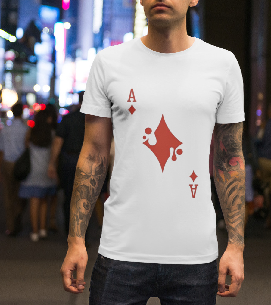 Ace Of Diamonds Playing Card Red Stylized T-Shirt