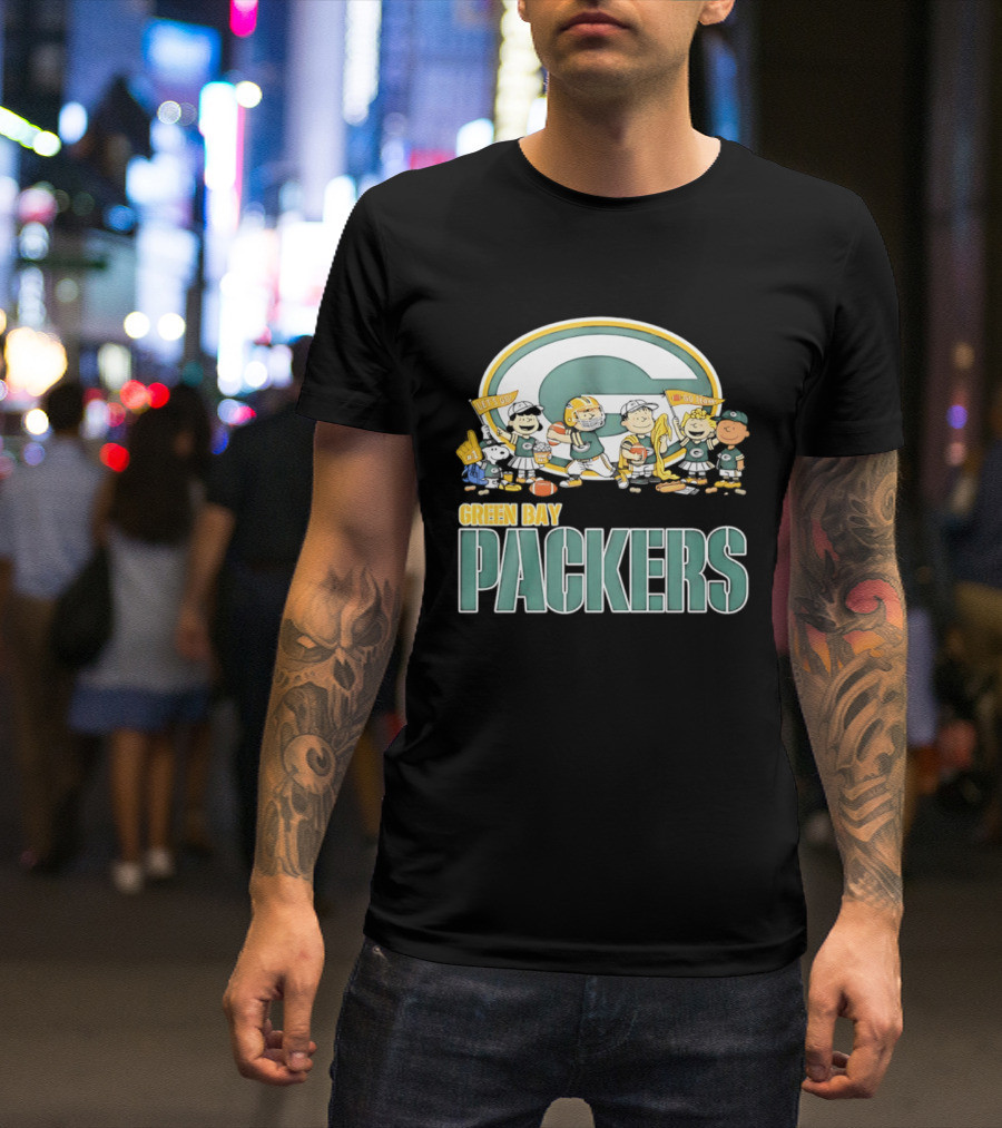 Peanuts Characters Celebrating Green Bay Packers Let's Go Go Team T-Shirt