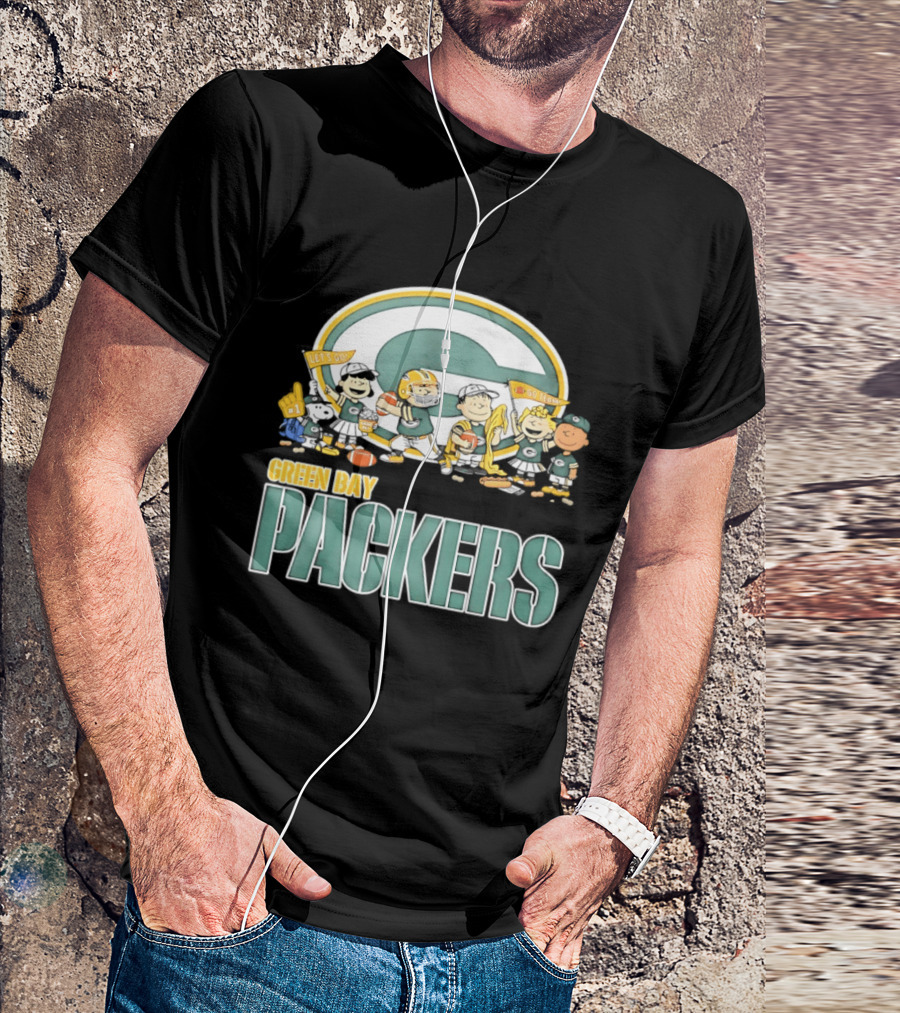 Peanuts Characters Celebrating Green Bay Packers Let's Go Go Team T-Shirt