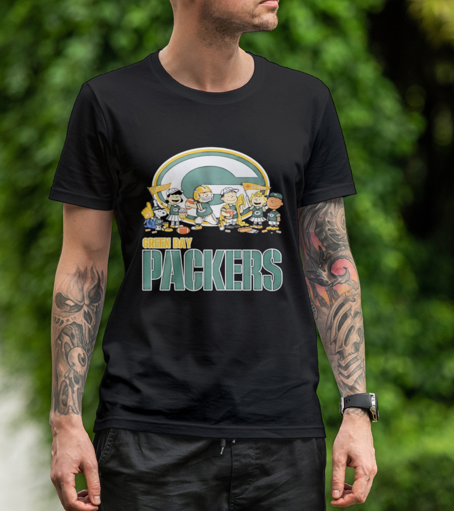 Peanuts Characters Celebrating Green Bay Packers Let's Go Go Team T-Shirt