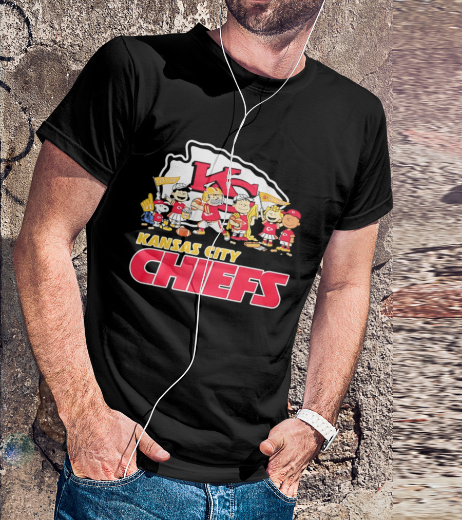 Kansas City Chiefs Peanuts Characters Go Team Let's Go T-Shirt