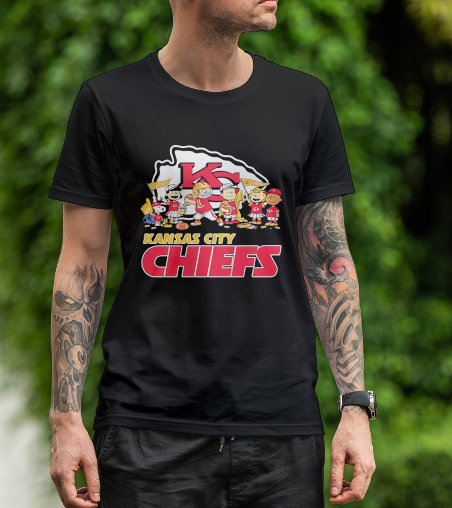 Kansas City Chiefs Peanuts Characters Go Team Let's Go T-Shirt