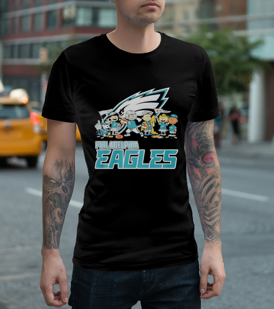 Peanuts Philadelphia Eagles Characters NFL Collaboration T-Shirt