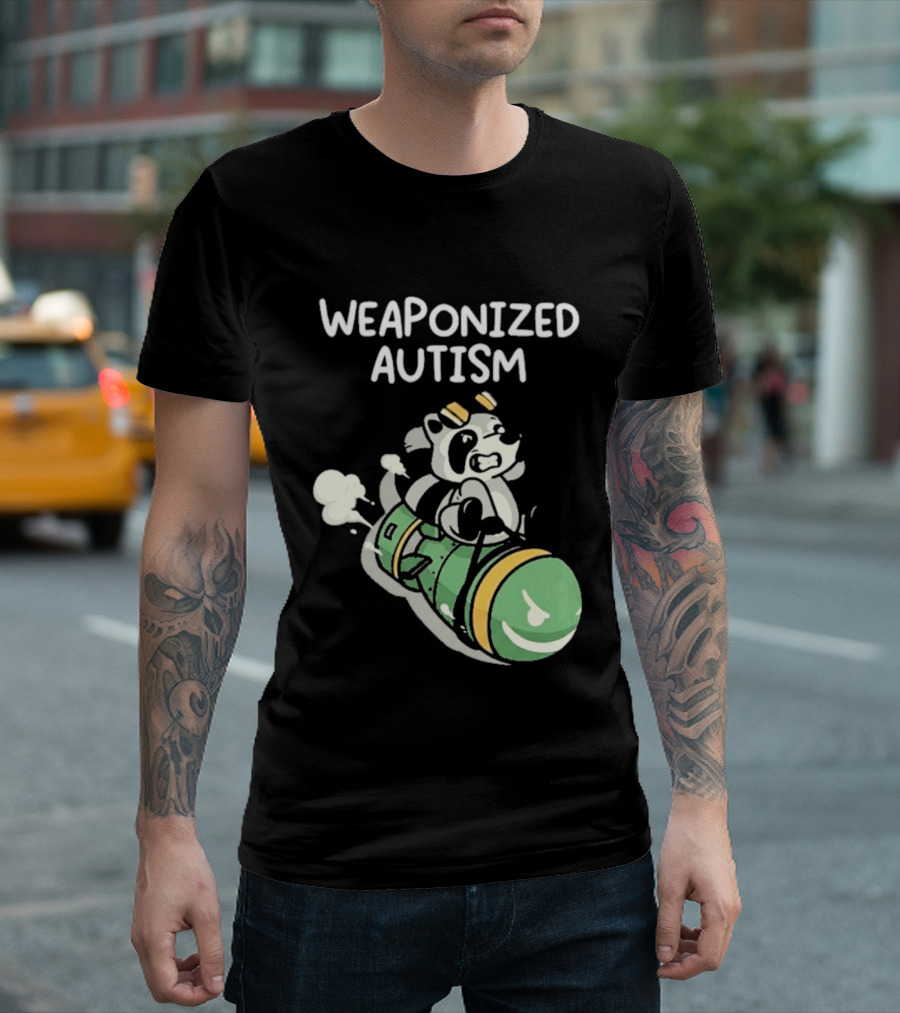 Weaponized Autism Raccoon Riding Missile T-Shirt