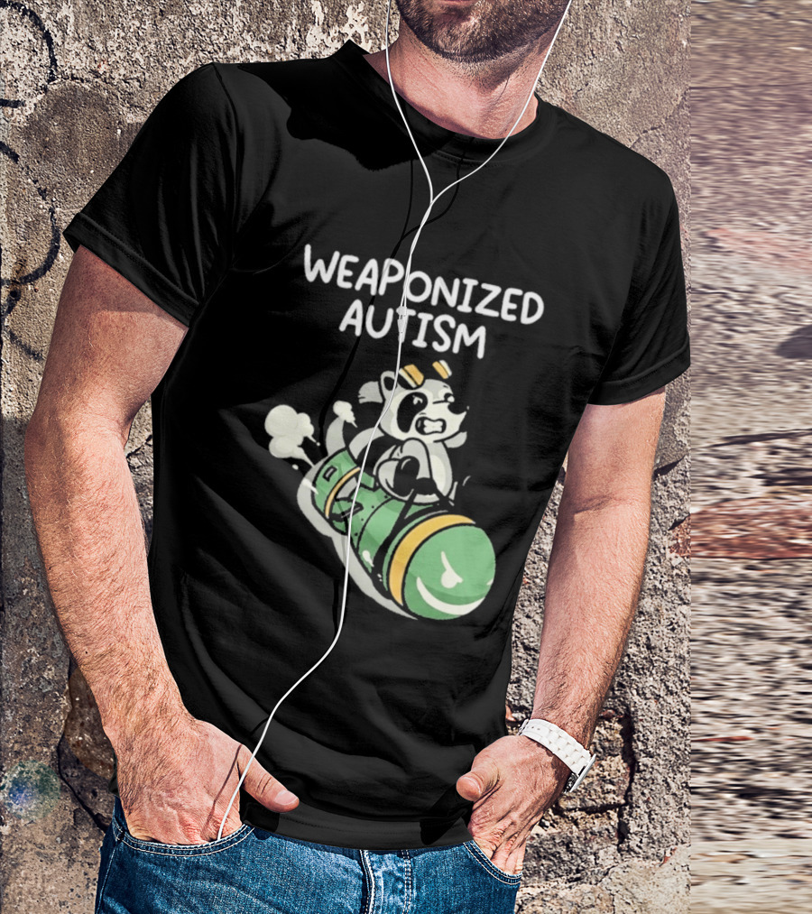 Weaponized Autism Raccoon Riding Missile T-Shirt