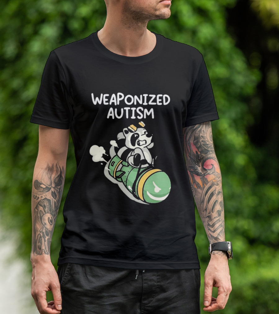 Weaponized Autism Raccoon Riding Missile T-Shirt
