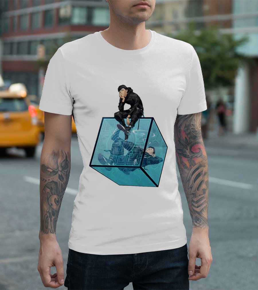 Ghostwire Tokyo Character Sitting On Cyber Cube T-Shirt