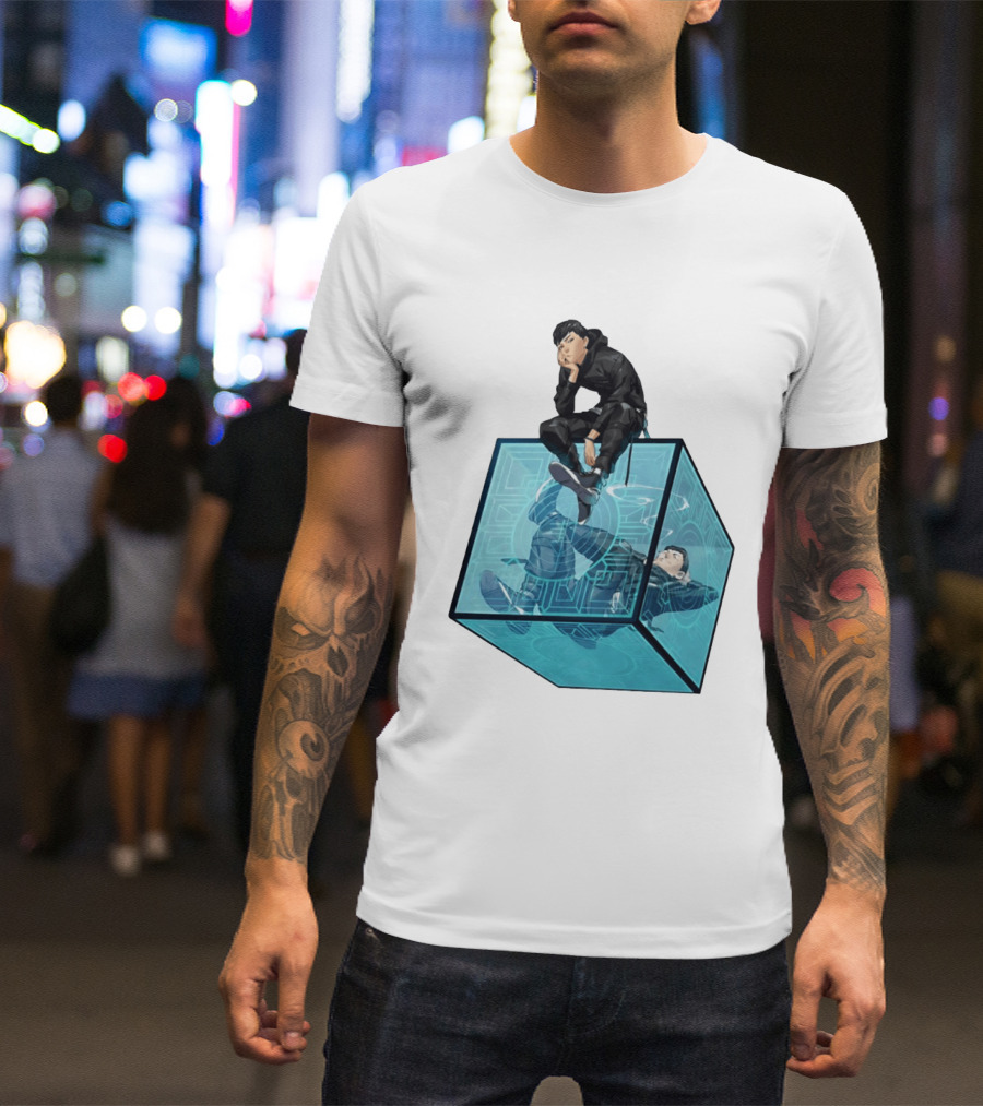 Ghostwire Tokyo Character Sitting On Cyber Cube T-Shirt
