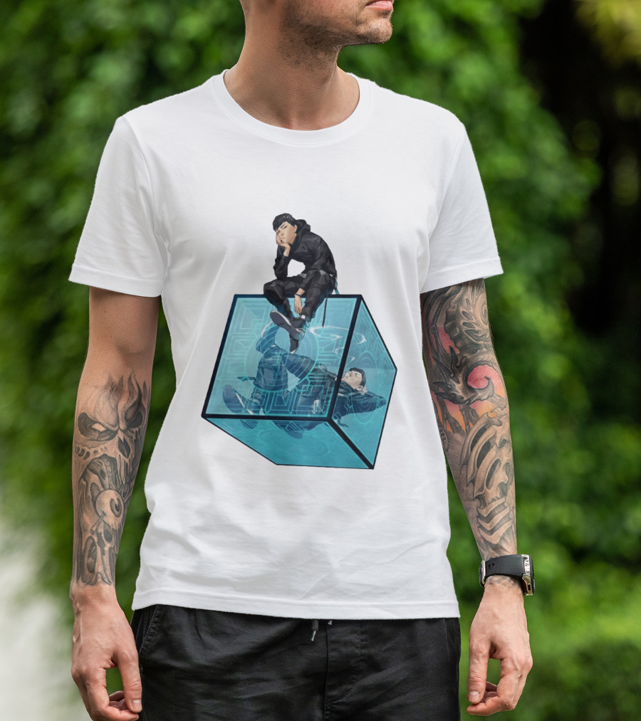 Ghostwire Tokyo Character Sitting On Cyber Cube T-Shirt
