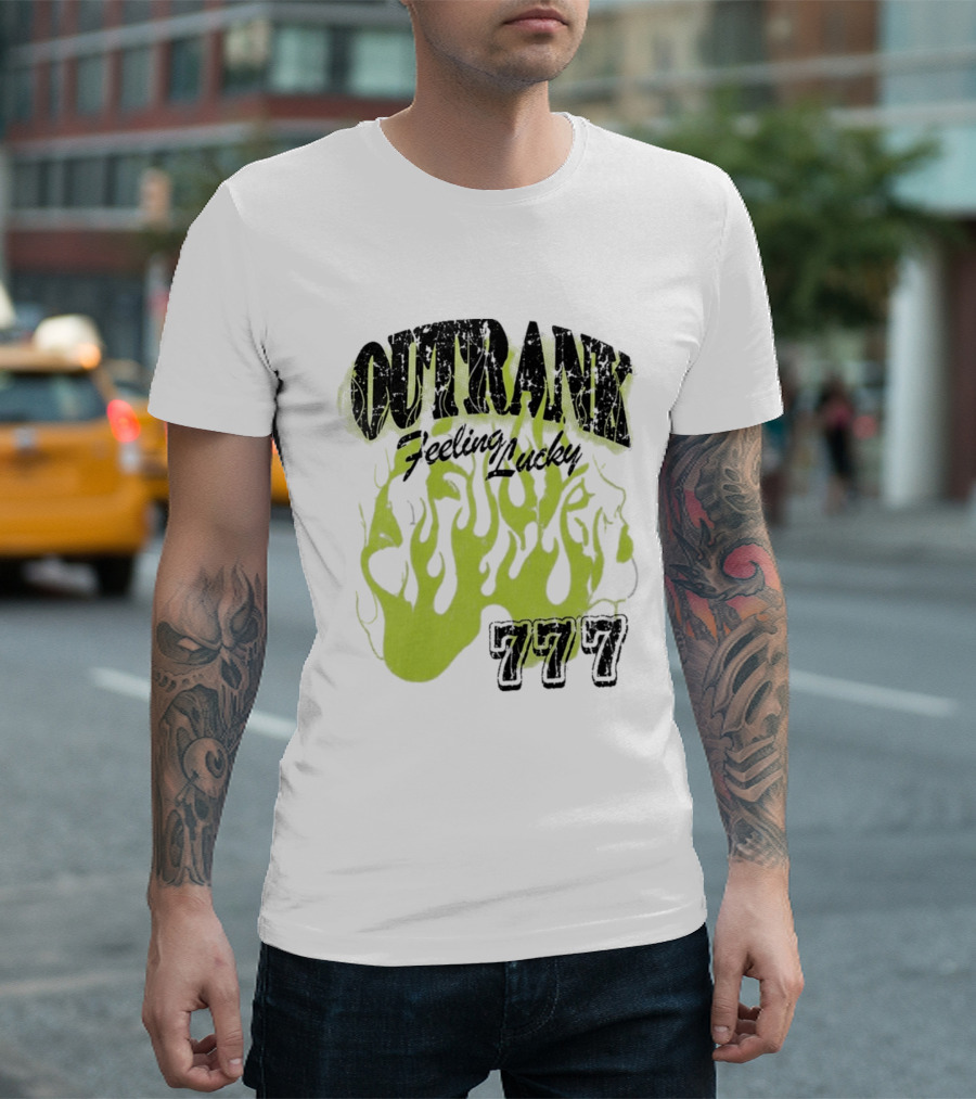 Outrank Feeling Lucky 777 Green Flames T-Shirt