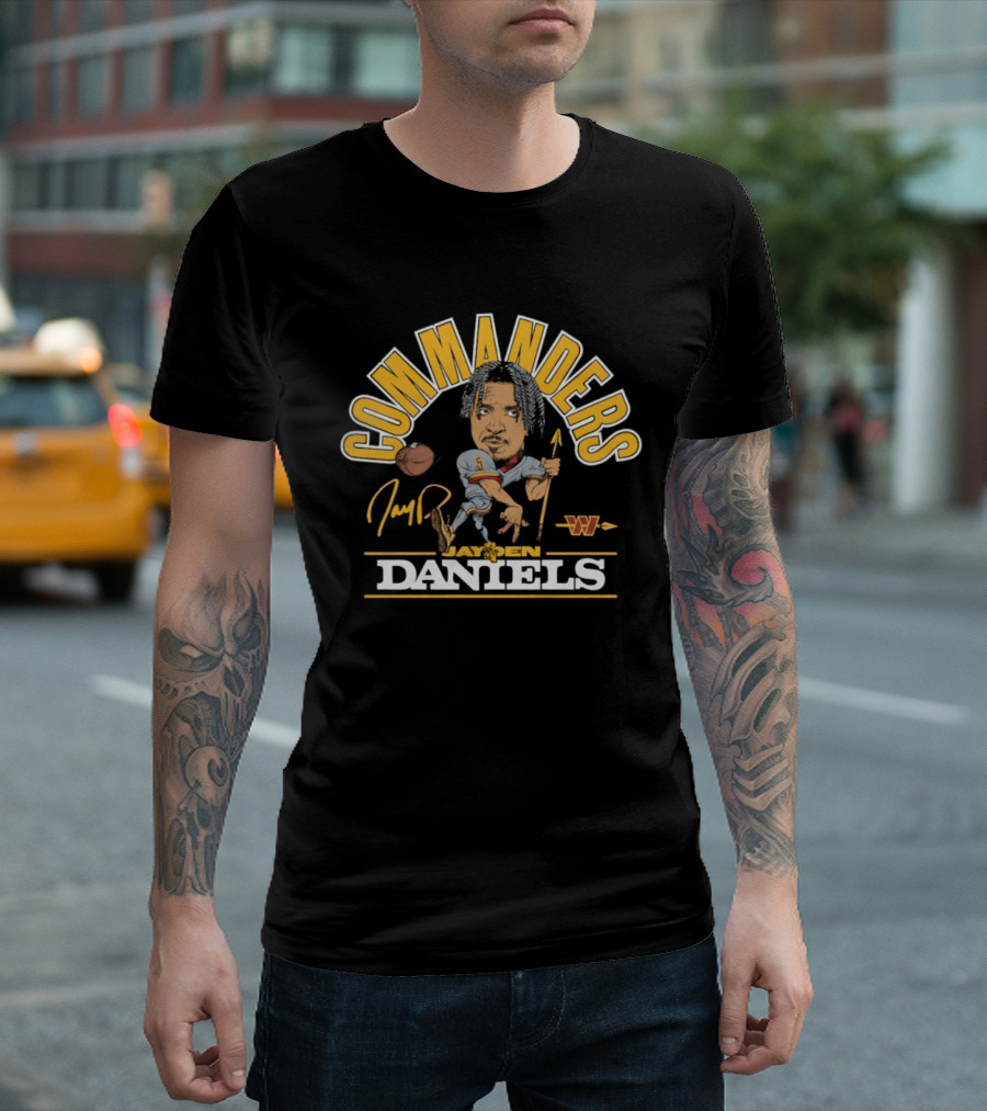 Washington Commanders Football Jayden Daniels Caricature T-Shirt