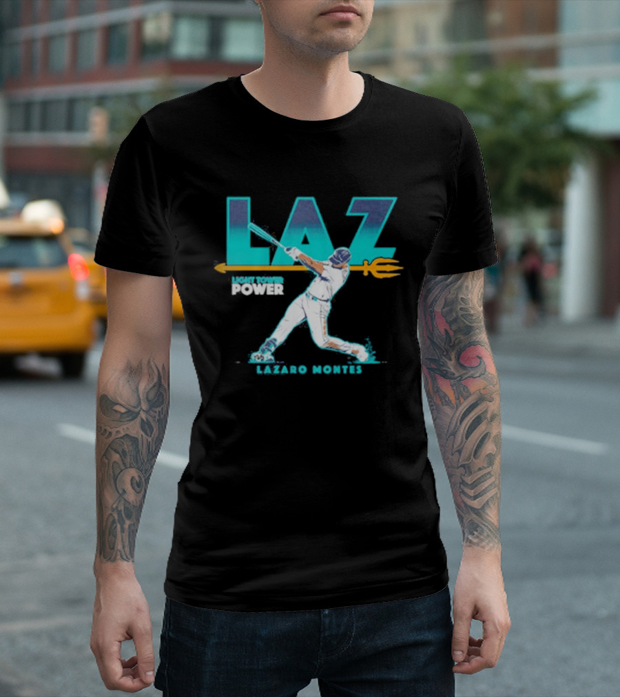 Seattle Mariners Lazaro Montes Laz Light Tower Power T-Shirt