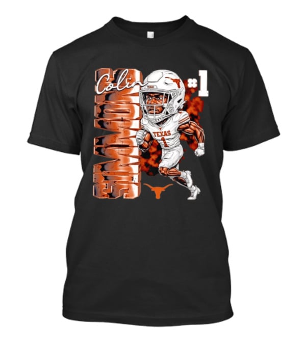 Colin Simmons #1 Texas Longhorns Football Caricature T-Shirt