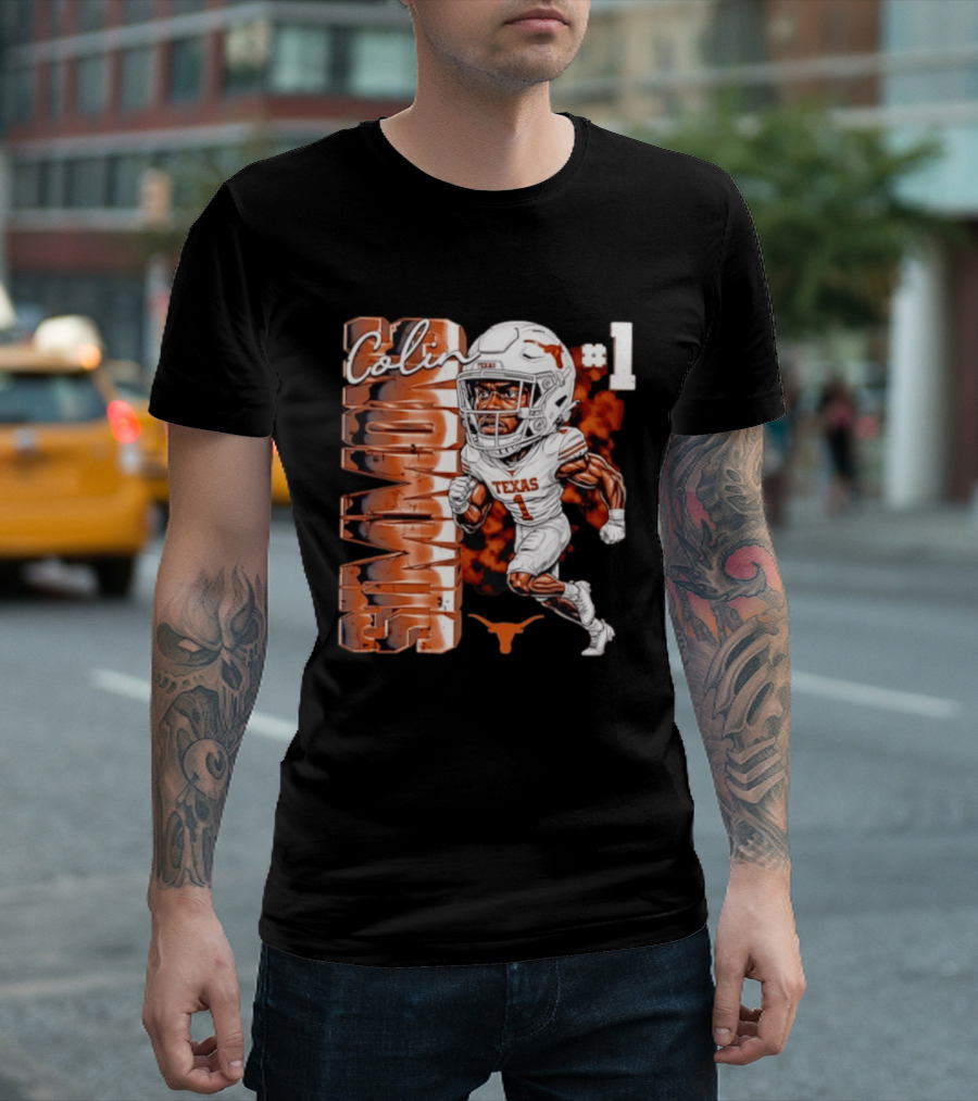Colin Simmons #1 Texas Longhorns Football Caricature T-Shirt