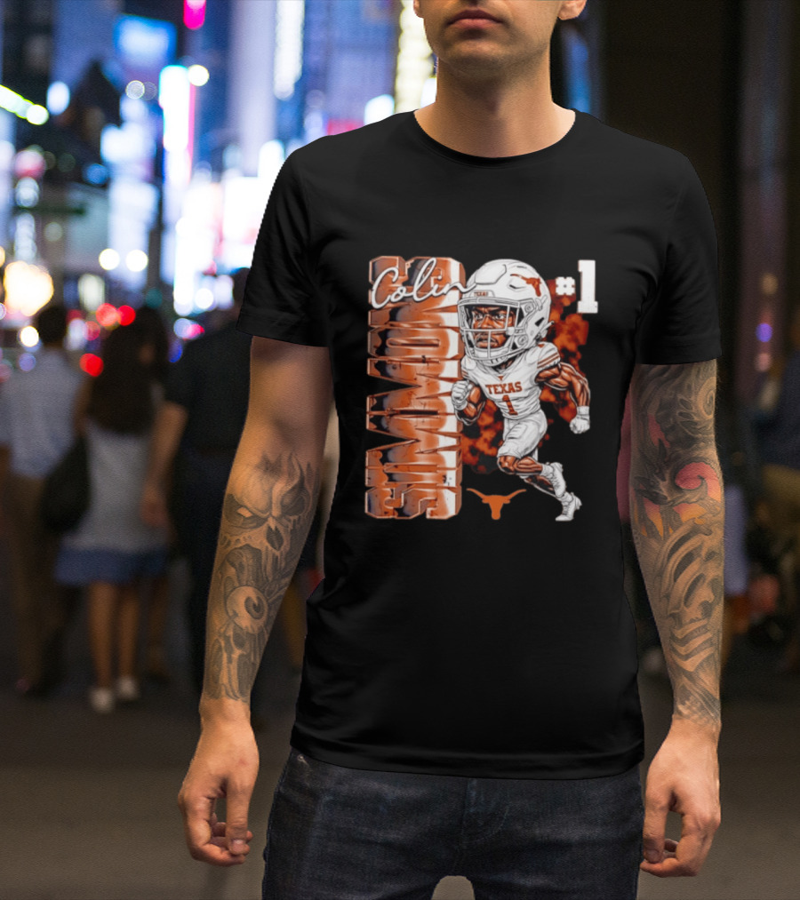 Colin Simmons #1 Texas Longhorns Football Caricature T-Shirt