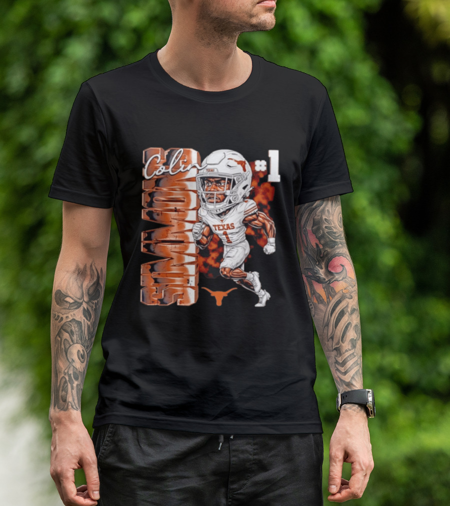Colin Simmons #1 Texas Longhorns Football Caricature T-Shirt