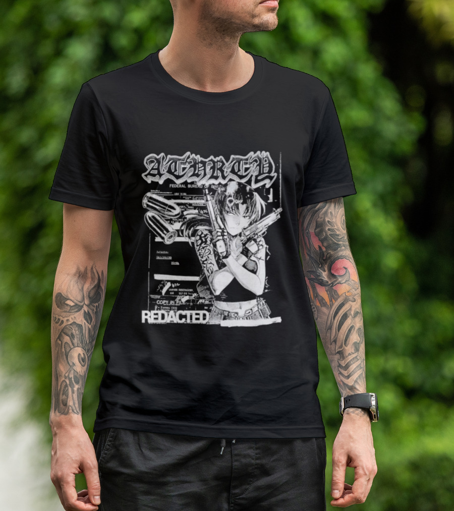 Top Revy With Gun Federal Bureau Of Investigation Redacted Anime Girl T-Shirt