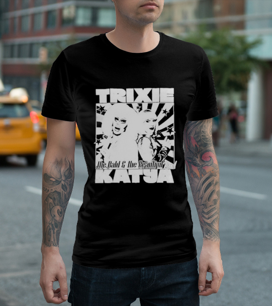 Trixie Katya The Bald And The Beautiful Stars Burst Microphone T-Shirt