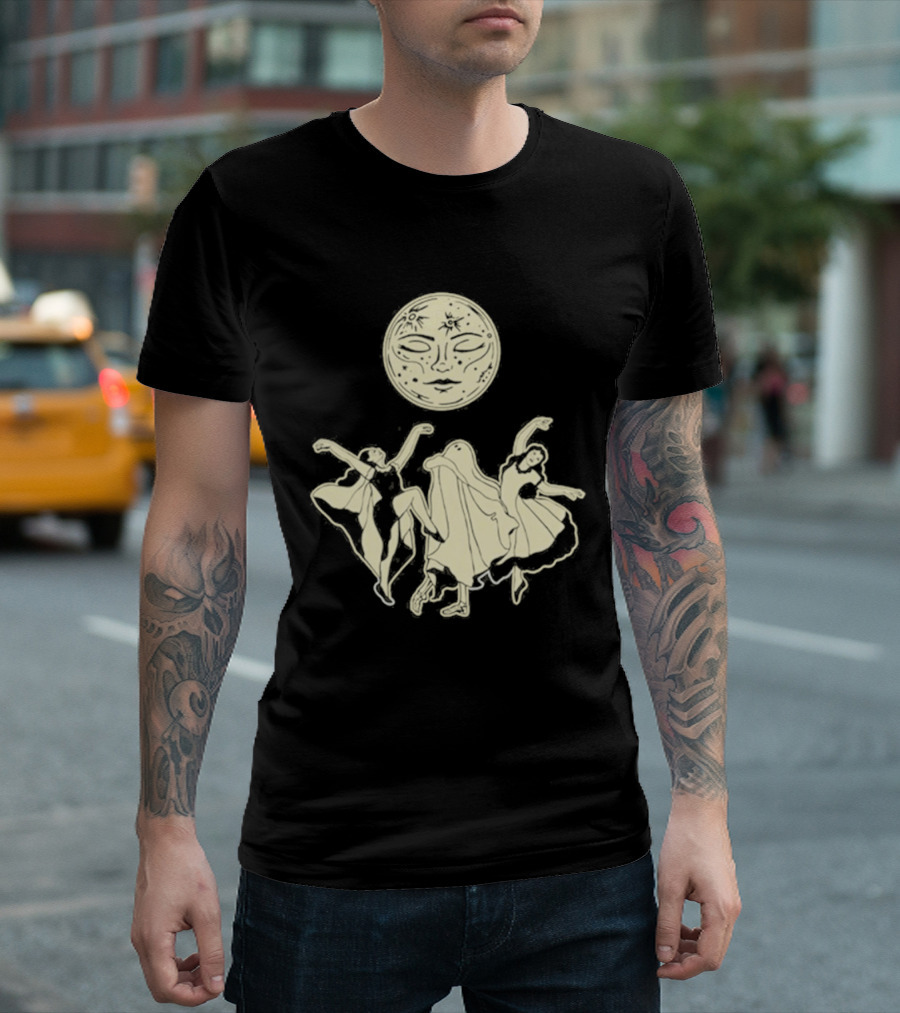 Two Girls Ghostly Dance Under Moon T-Shirt