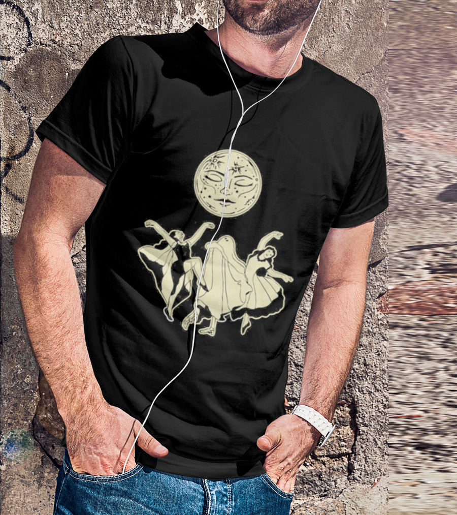 Two Girls Ghostly Dance Under Moon T-Shirt