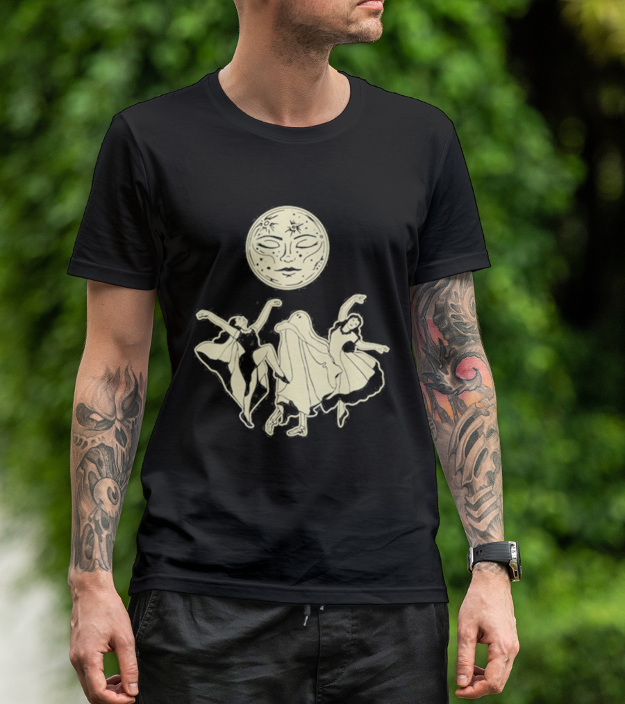 Two Girls Ghostly Dance Under Moon T-Shirt
