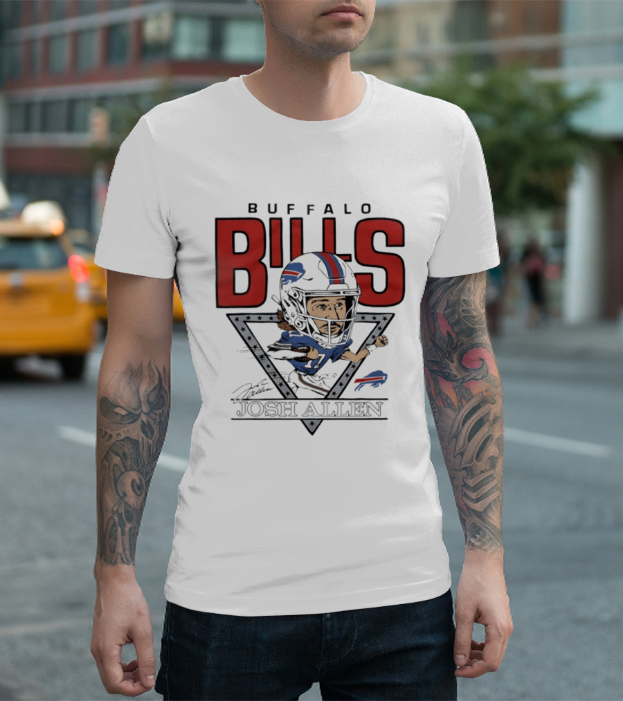 Buffalo Bills Josh Allen Football Caricature Triangle T-Shirt