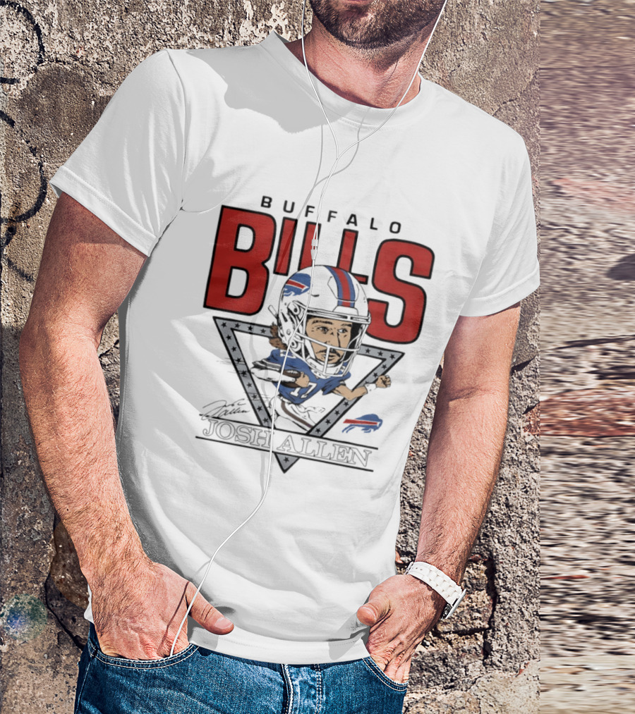 Buffalo Bills Josh Allen Football Caricature Triangle T-Shirt