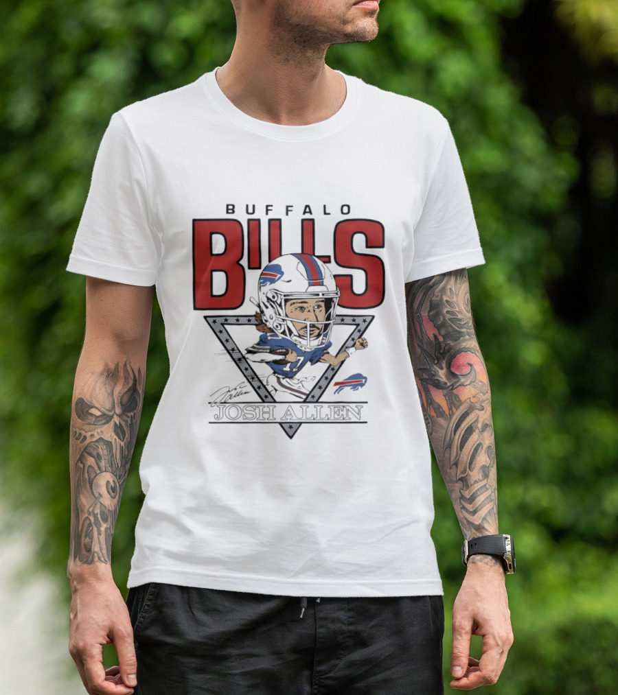 Buffalo Bills Josh Allen Football Caricature Triangle T-Shirt