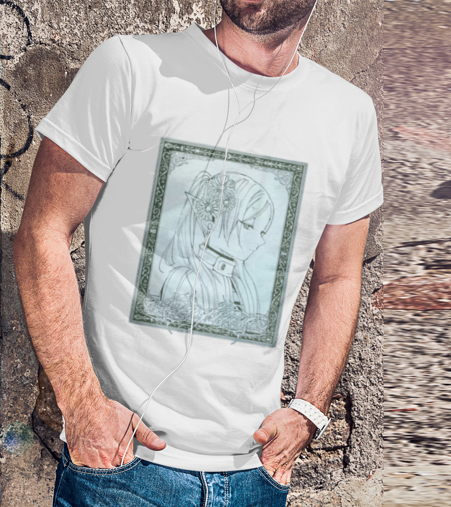 Frieren Evergreen Elf Girl Floral Fantasy Art Nouveau T-Shirt