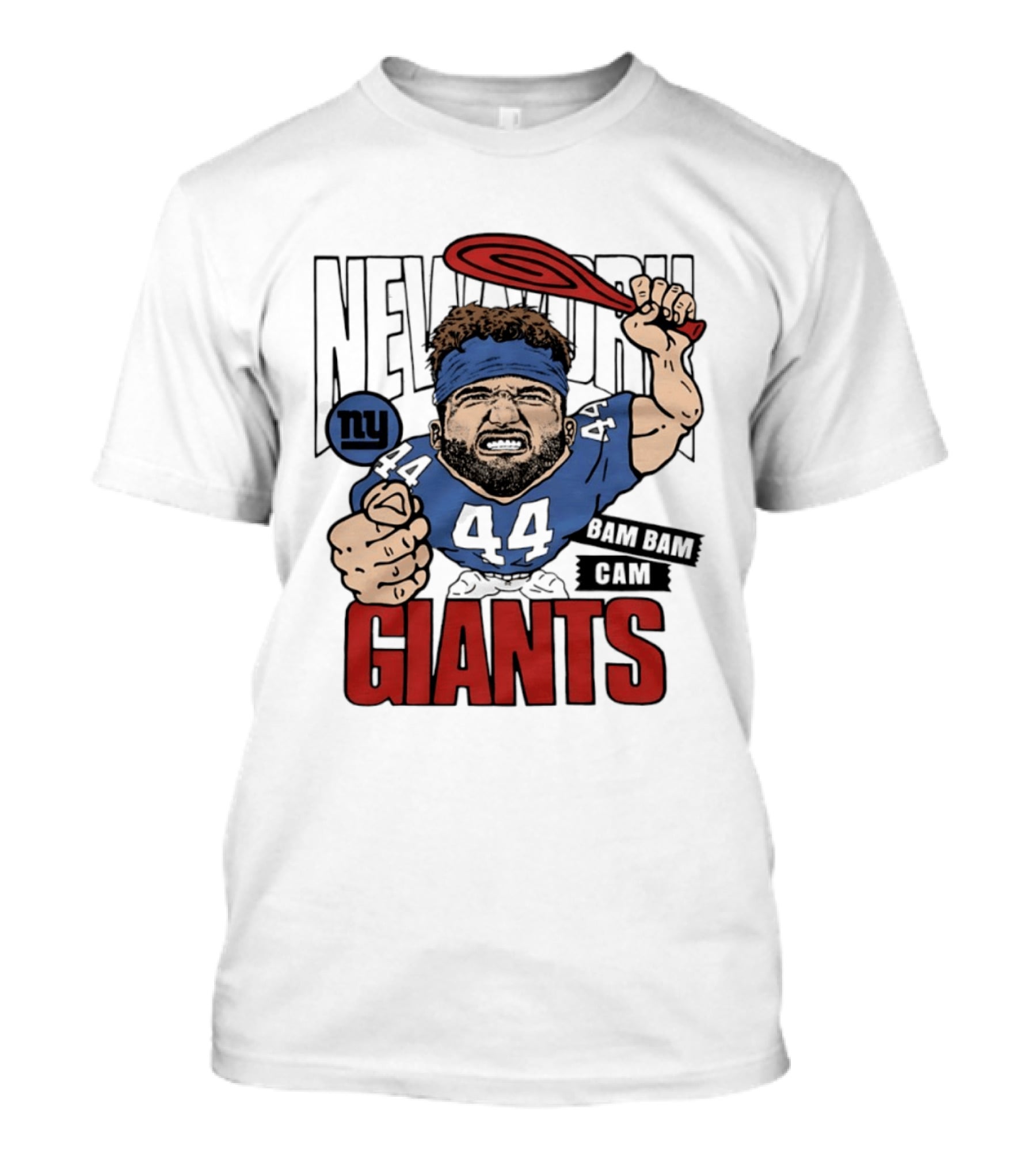 New York Giants Bam Bam Cam 44 Caricature Football ан T-Shirt