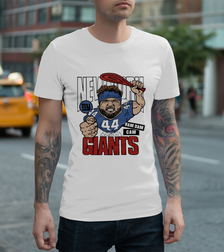 New York Giants Bam Bam Cam 44 Caricature Football ан T-Shirt
