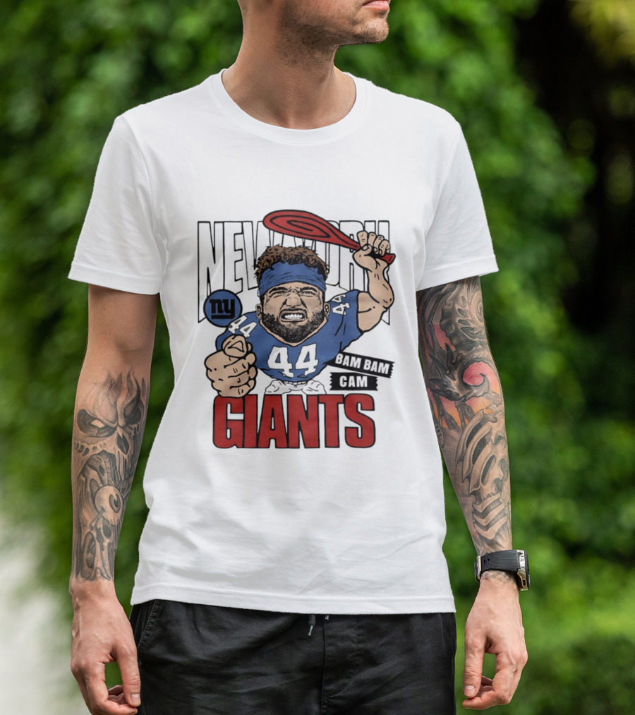 New York Giants Bam Bam Cam 44 Caricature Football ан T-Shirt