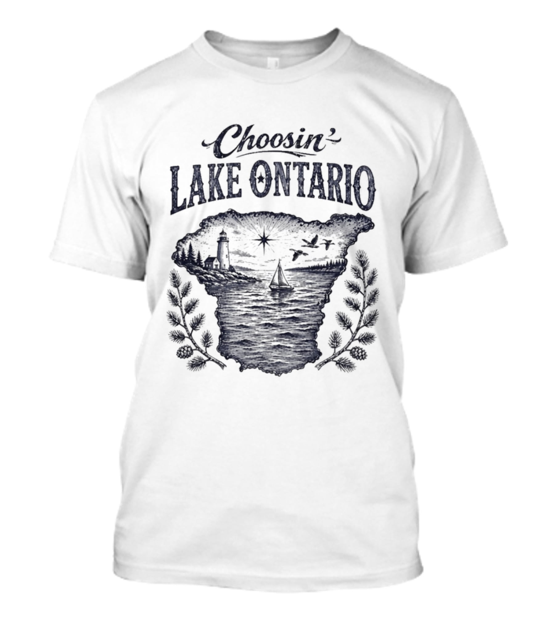 Choosin' Lake Ontario Nautical Adventure Map T-Shirt