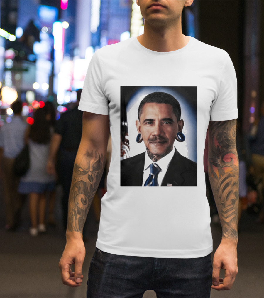 Obama President Political Fashion With Tattoos And Futuristic T-Shirt