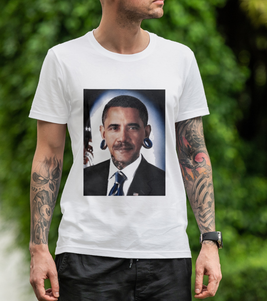Obama President Political Fashion With Tattoos And Futuristic T-Shirt