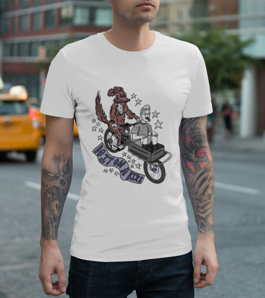Original Dog On A Bike Omnium Cycling Matt Crank Free And High Stars T-Shirt