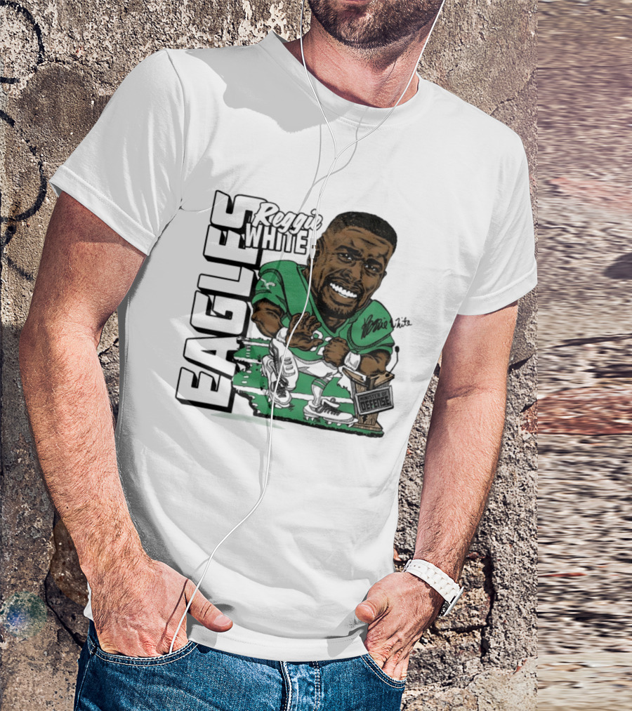 Reggie White Philadelphia Eagles Caricature Art NFL Legendary Player T-Shirt