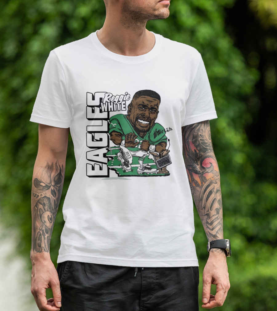 Reggie White Philadelphia Eagles Caricature Art NFL Legendary Player T-Shirt
