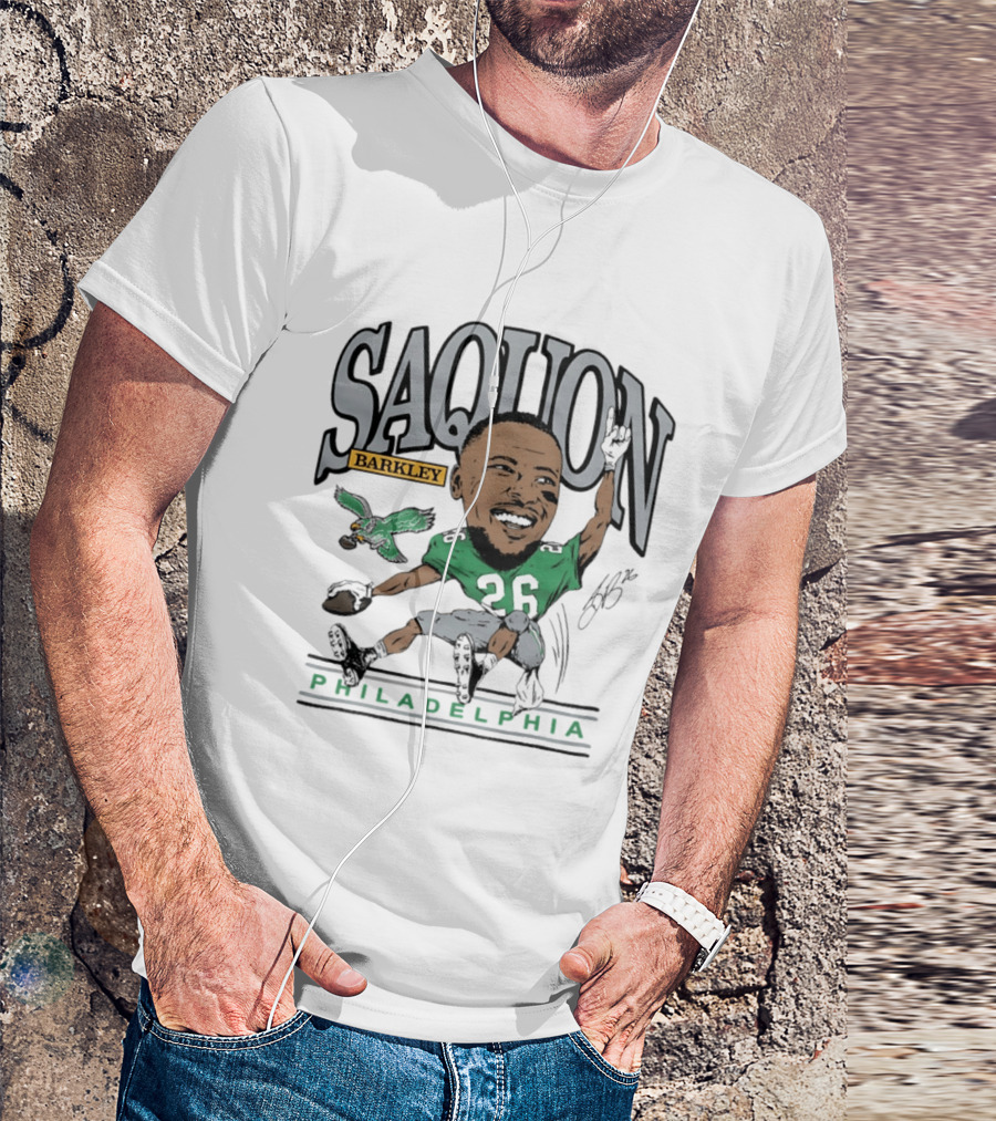 Saquon Barkley Philadelphia Football Caricature Eagles Fan T-Shirt